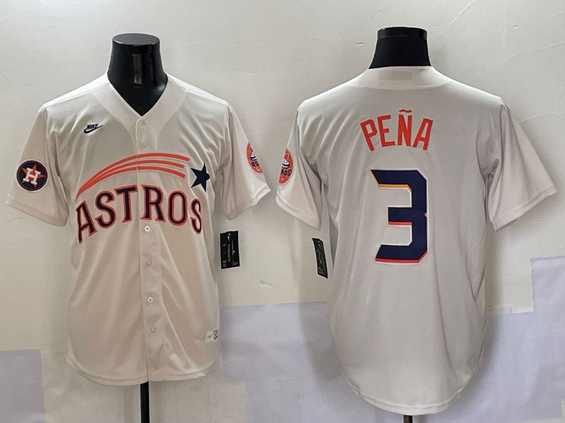 Men Houston Astros #3 Pena Cream Five generations Joint Name 2025 Nike MLB Jersey style 9->houston astros->MLB Jersey